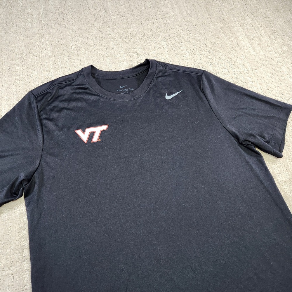 Virginia Tech Hokies Shirt Men Medium Nike Dri ADV Black VT Team Issued Ncaa